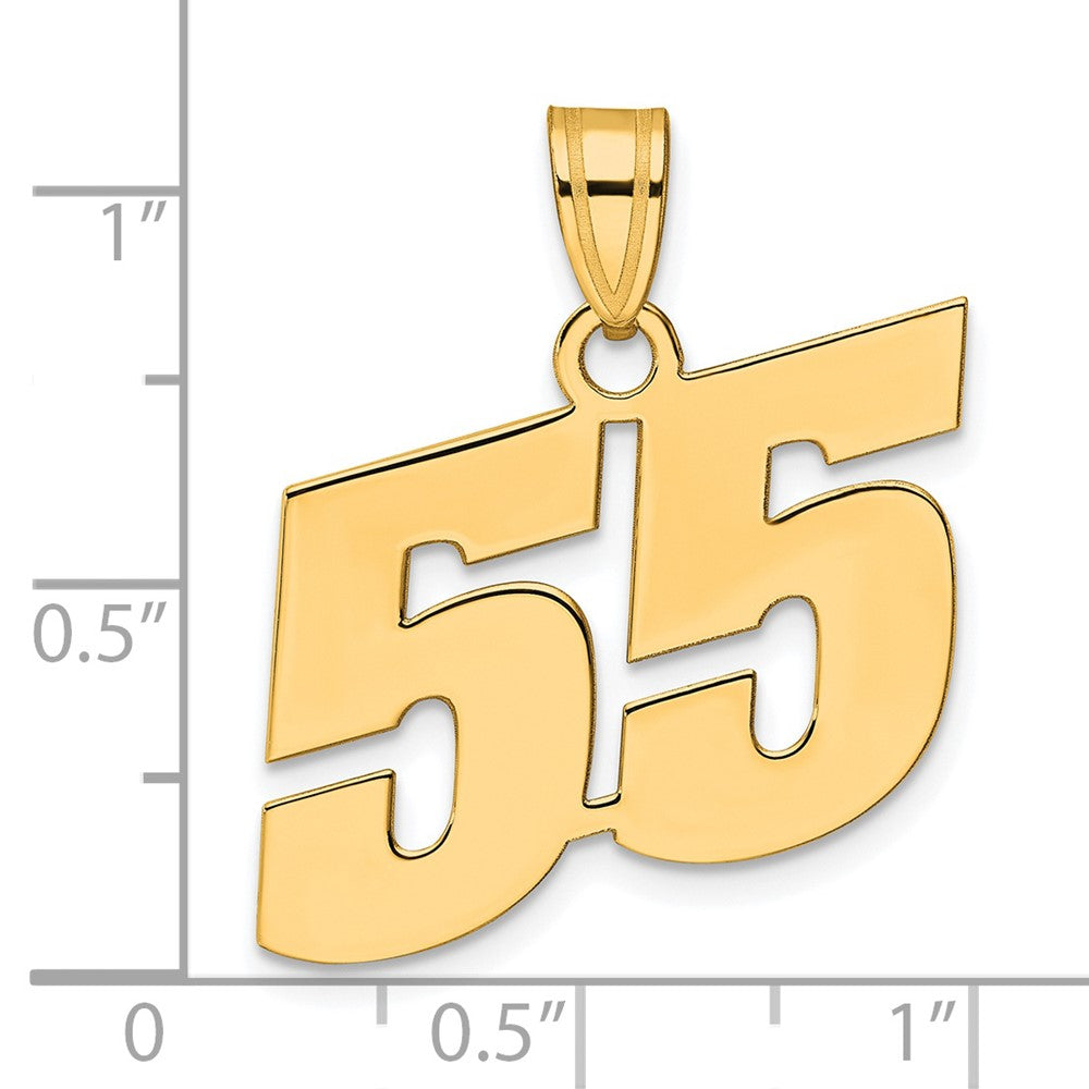 14k Polished Block Number 55 Pendant