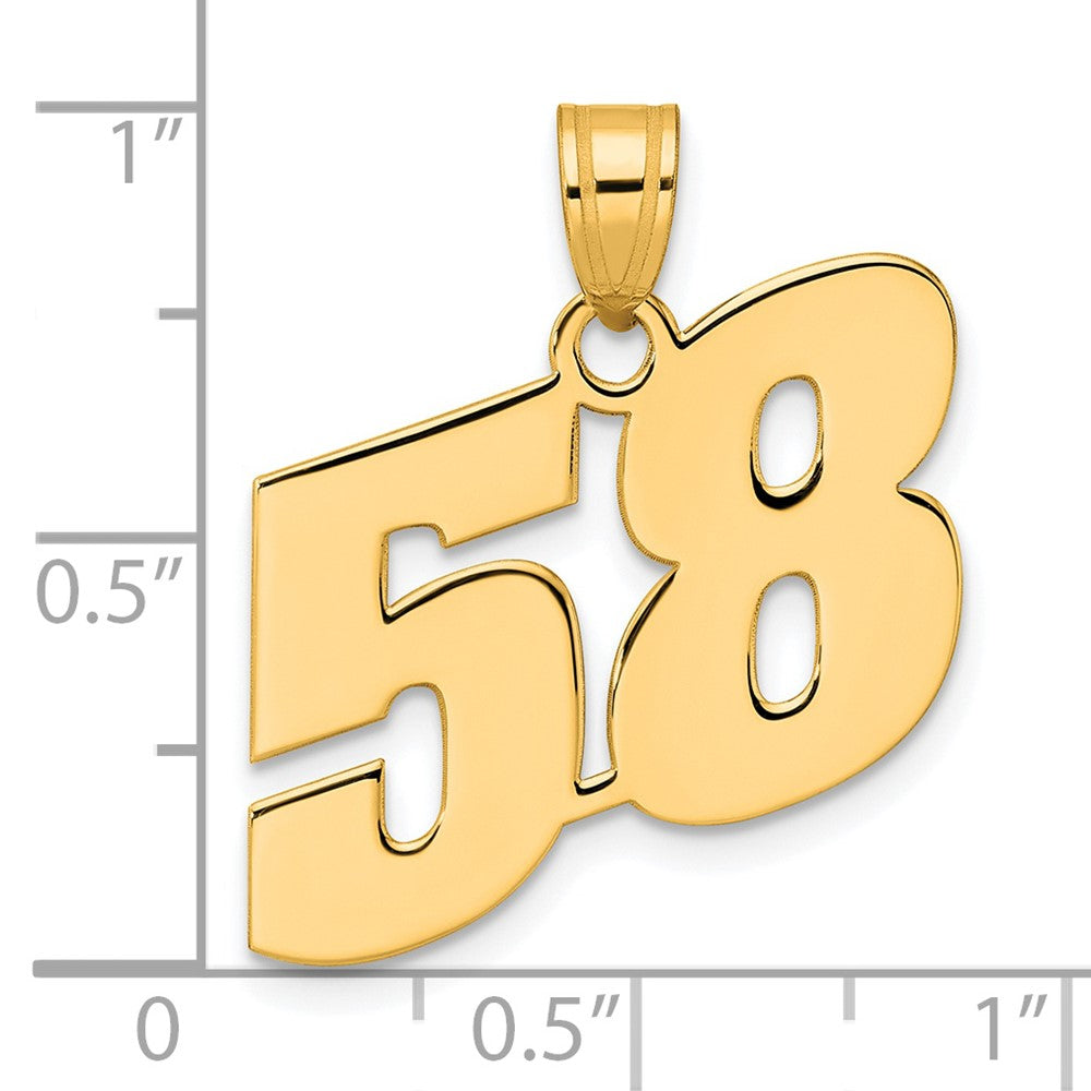 14k Polished Block Number 58 Pendant
