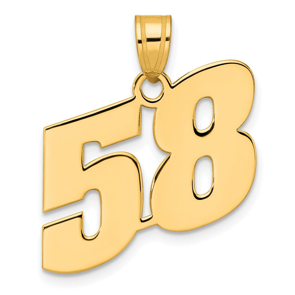 14k Polished Block Number 58 Pendant