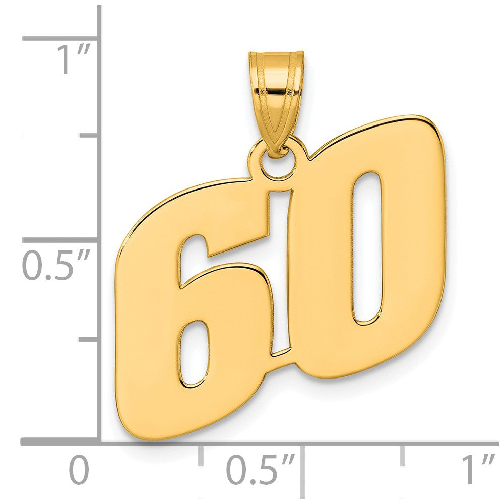 14k Polished Block Number 60 Pendant