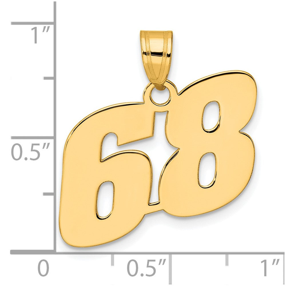 14k Polished Block Number 68 Pendant