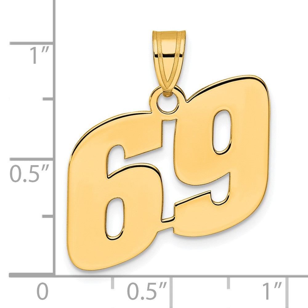 14k Polished Block Number 69 Pendant