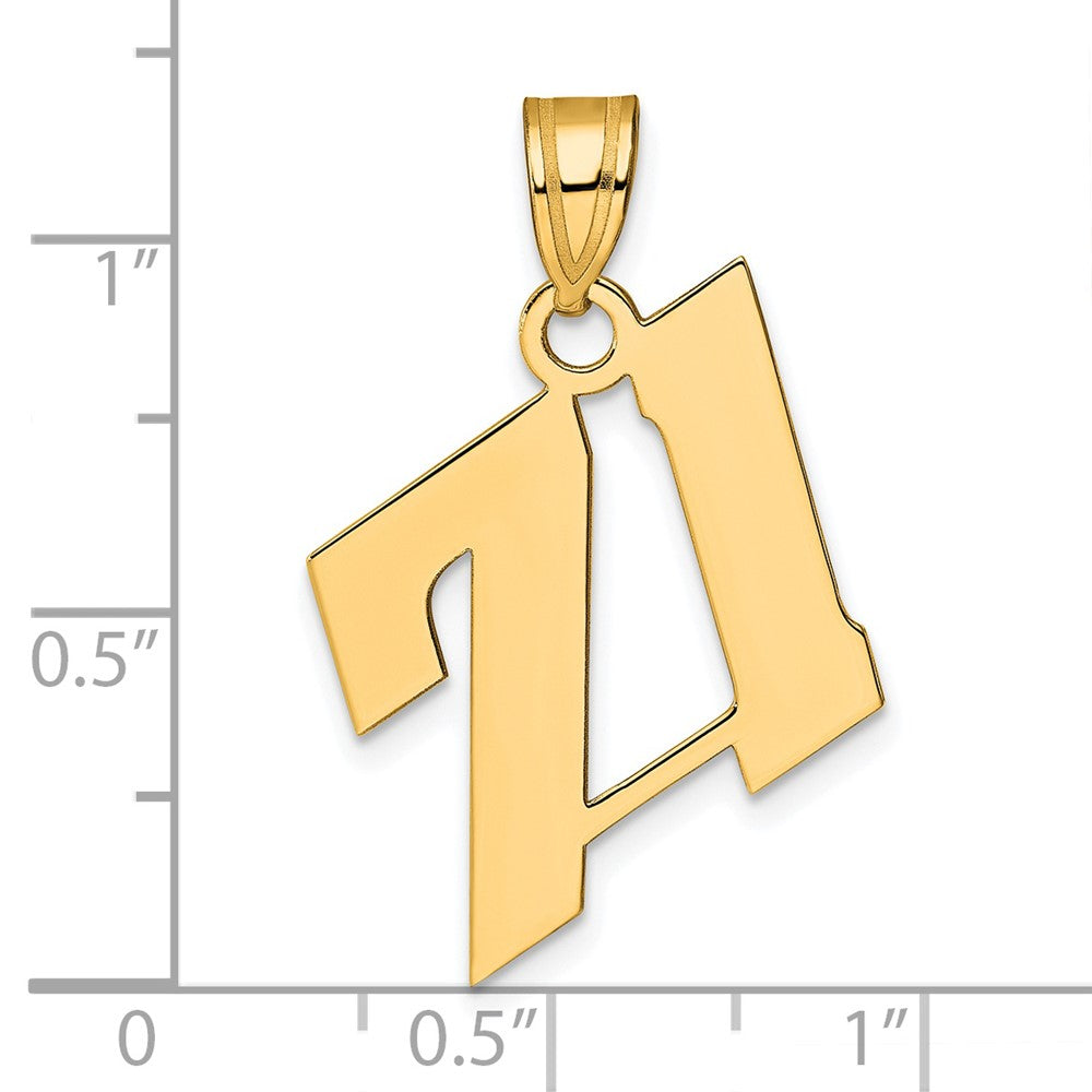 14k Polished Block Number 71 Pendant