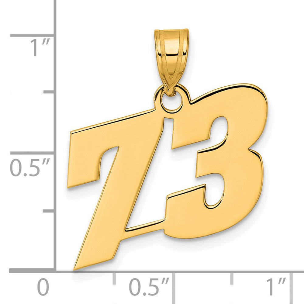 14k Polished Block Number 73 Pendant