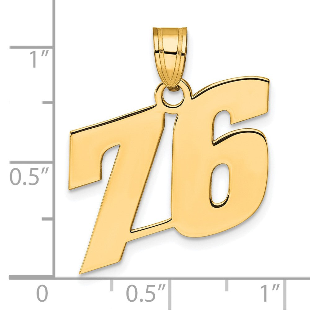 14k Polished Block Number 76 Pendant