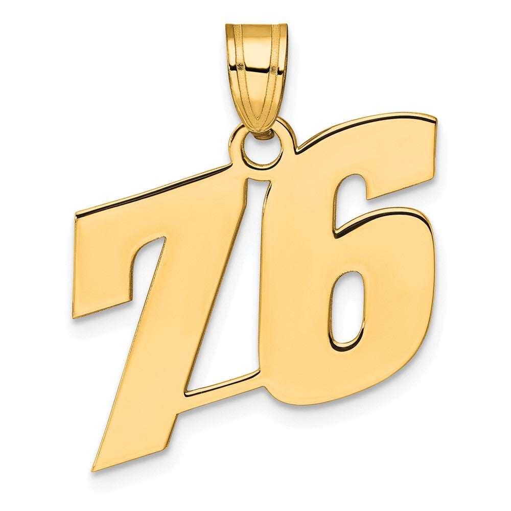 14k Polished Block Number 76 Pendant