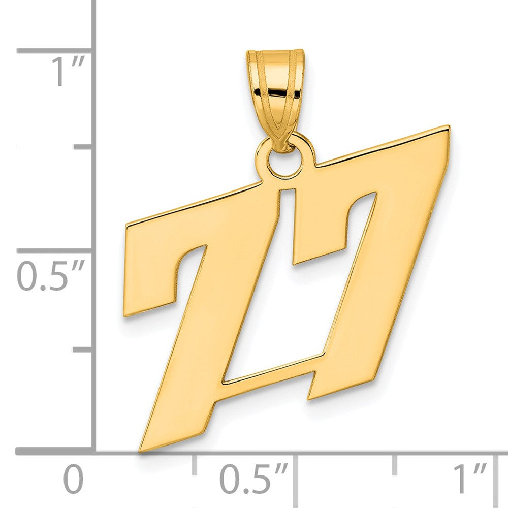 14k Polished Block Number 77 Pendant