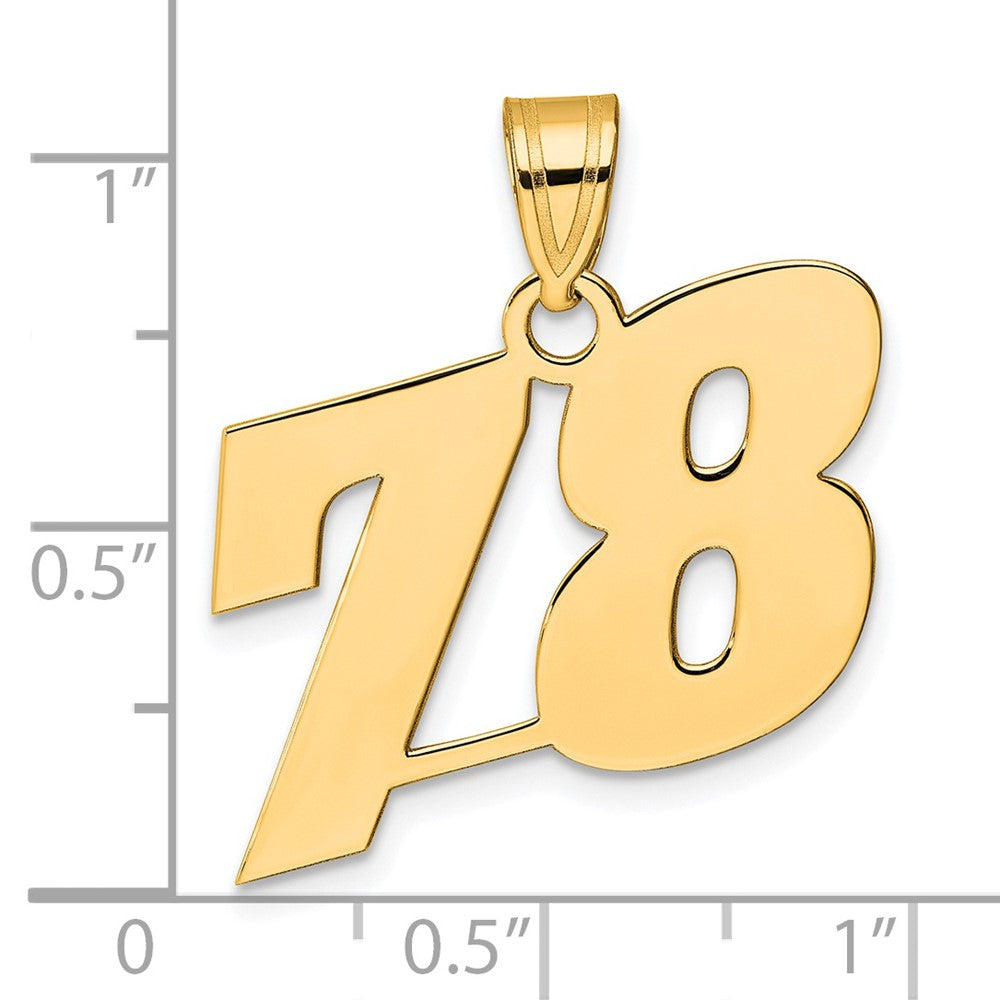 14k Polished Block Number 78 Pendant