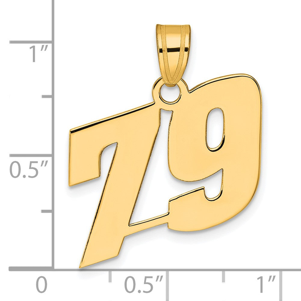 14k Polished Block Number 79 Pendant