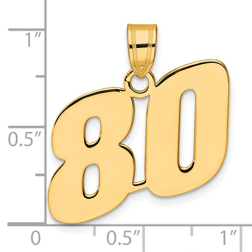 14k Polished Block Number 80 Pendant