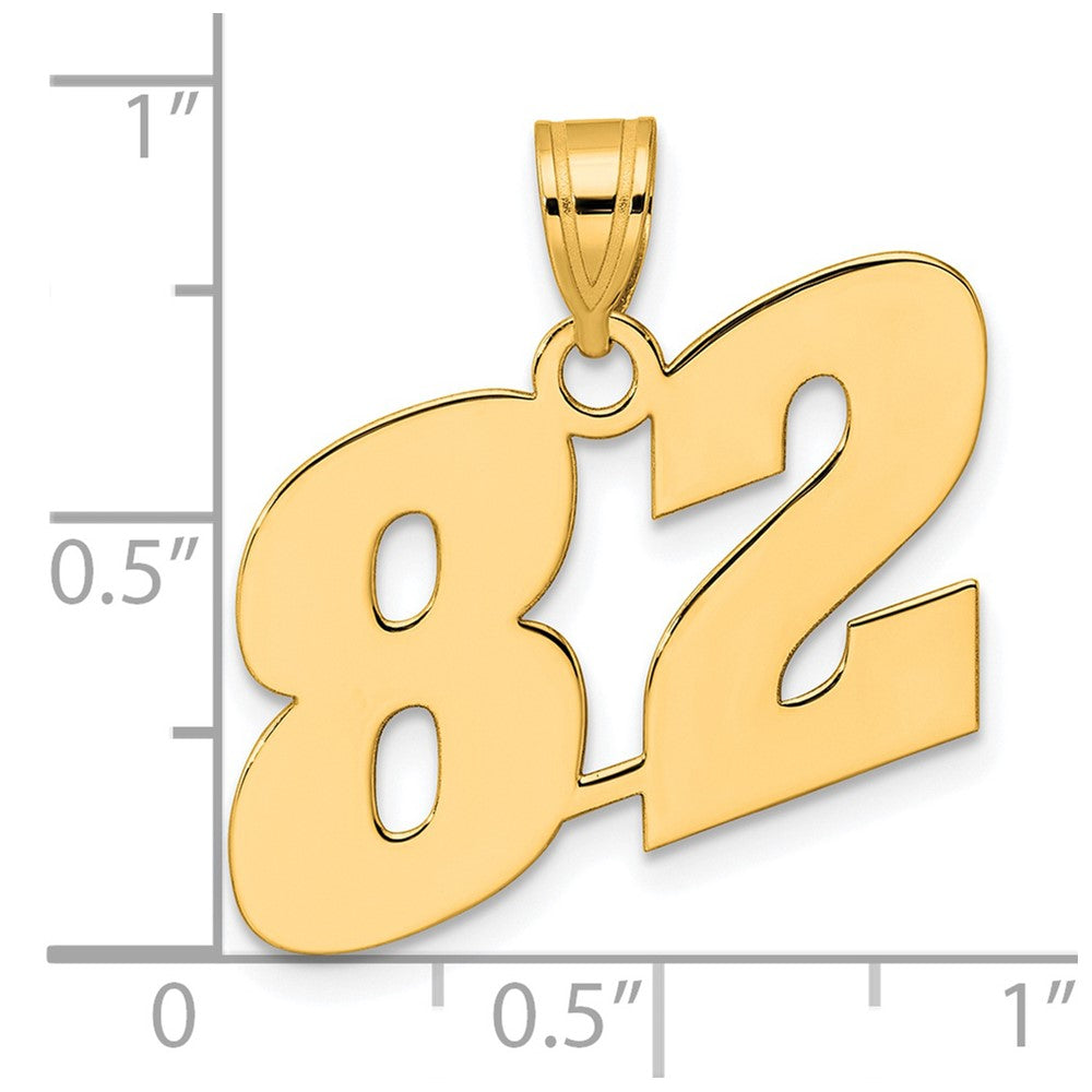 14k Polished Block Number 82 Pendant