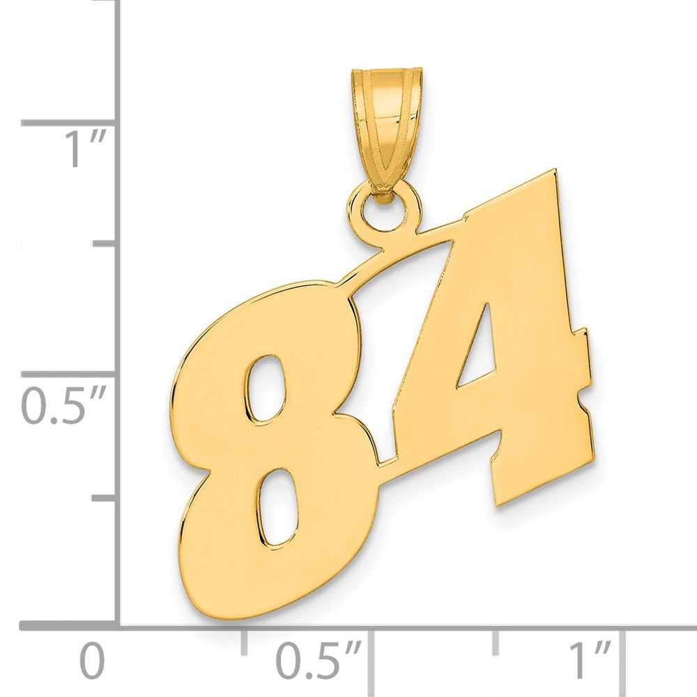 14k Polished Block Number 84 Pendant