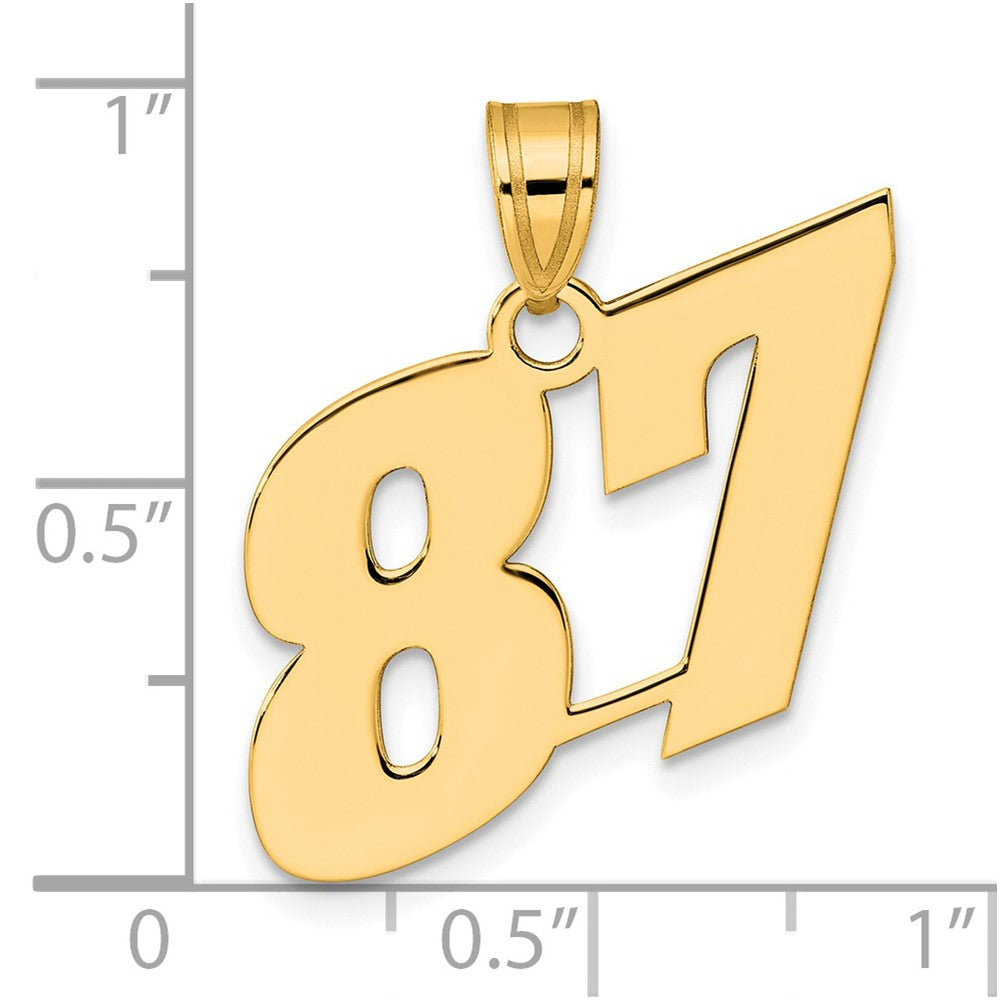 14k Polished Block Number 87 Pendant