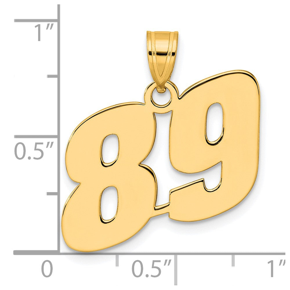 14k Polished Block Number 89 Pendant
