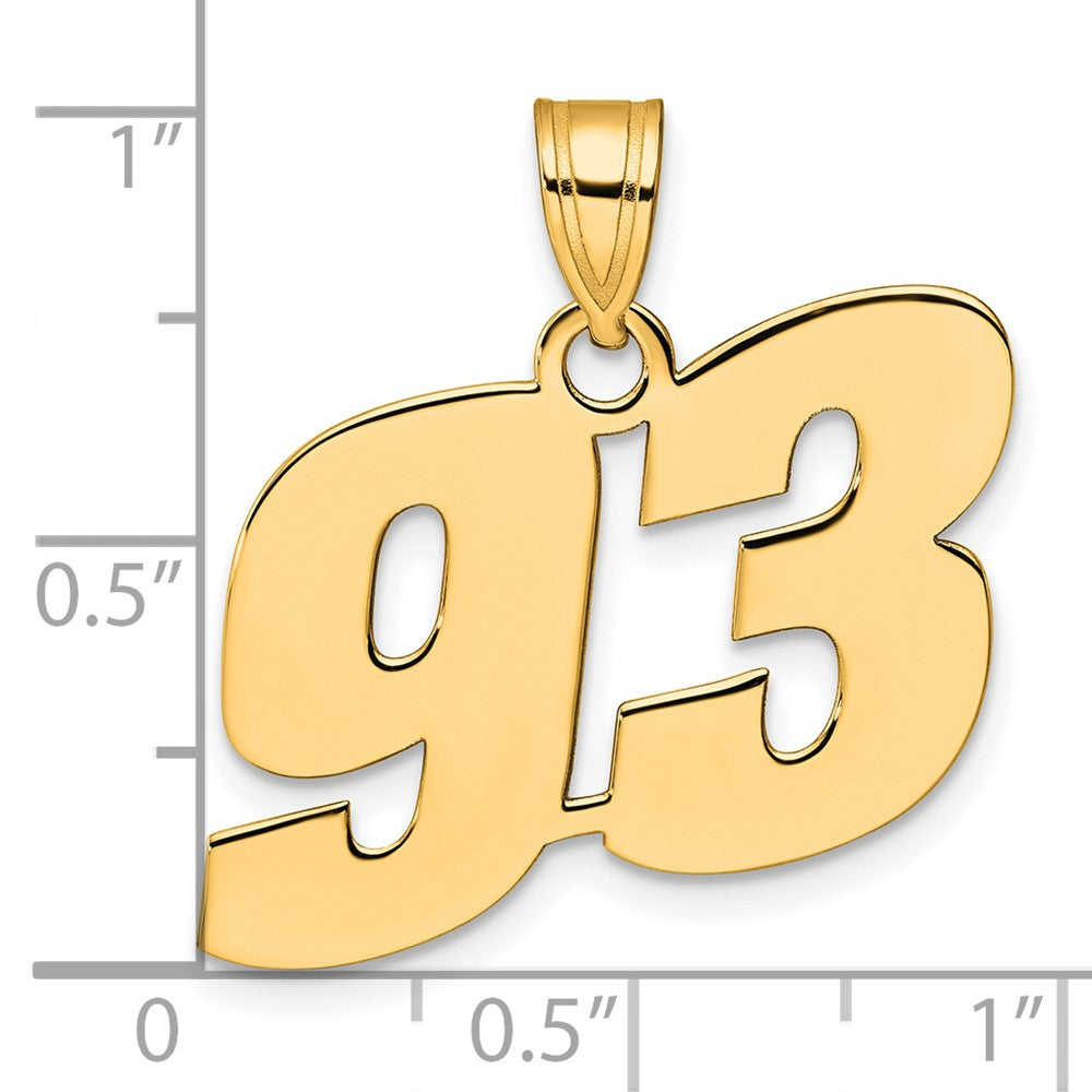 14k Polished Block Number 93 Pendant
