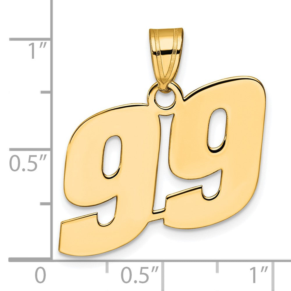 14k Polished Block Number 99 Pendant