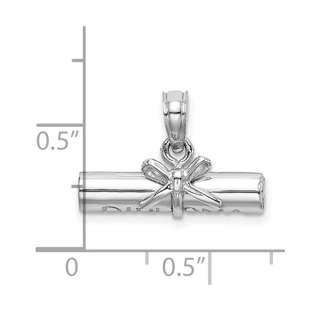 14K White Gold 3-D DIPLOMA Rolled Up Charm