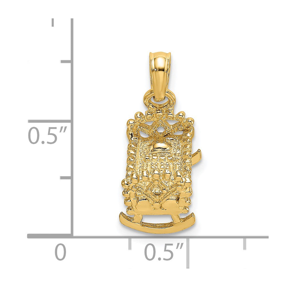 14k 3D Baby Cradle Charm