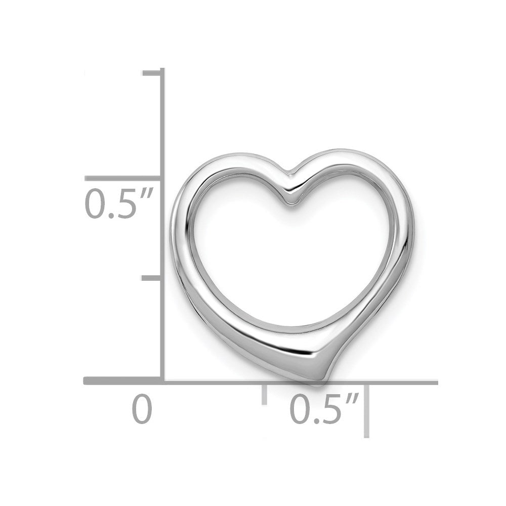 14K White Gold Polished Heart Chain Slide