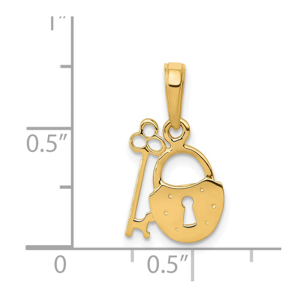 14K Polished Key and Lock Charm