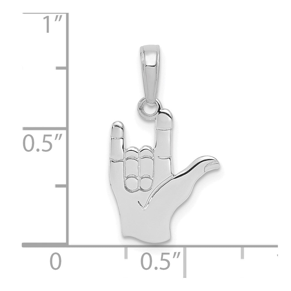 14K White Gold I Love You Hand/ Sign Language Pendant