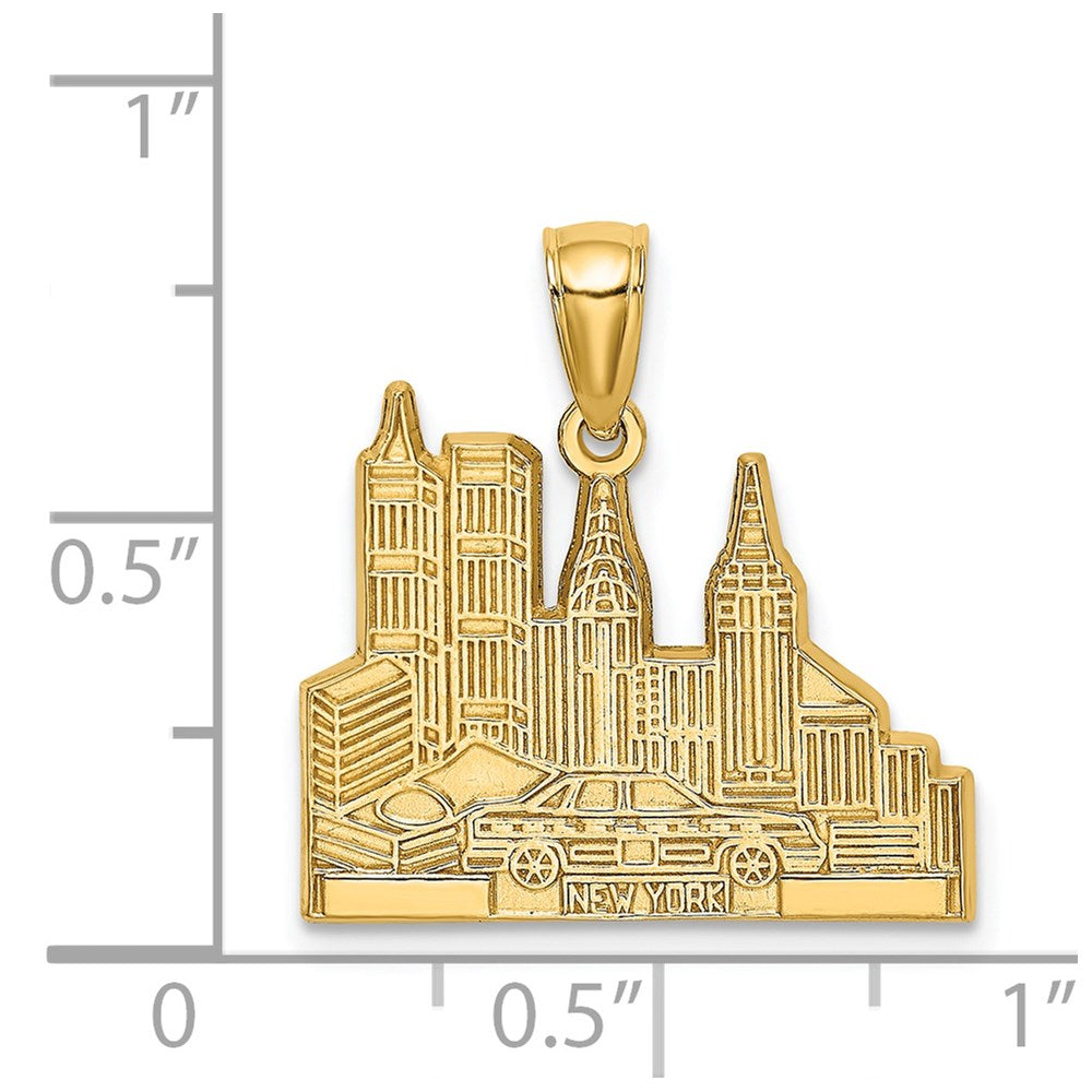 14k Cut-out New York Skyline with Taxi Charm