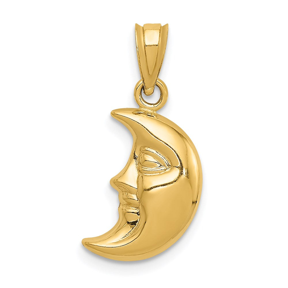 14k 3-D Moon Pendant