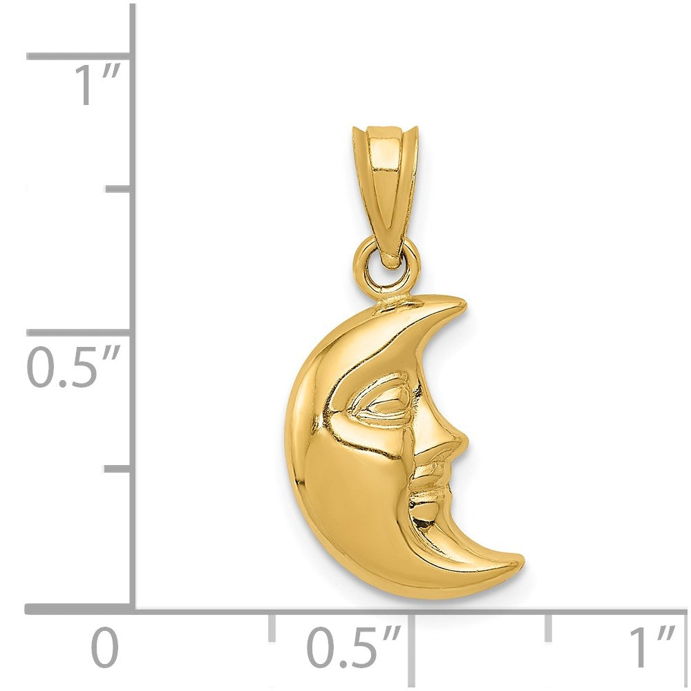 14k 3-D Moon Pendant