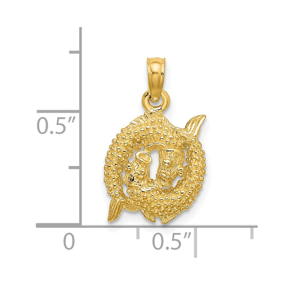 14k 3-D Pisces Zodiac Charm