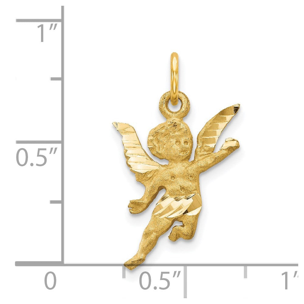 14k Diamond-cut Angel Charm