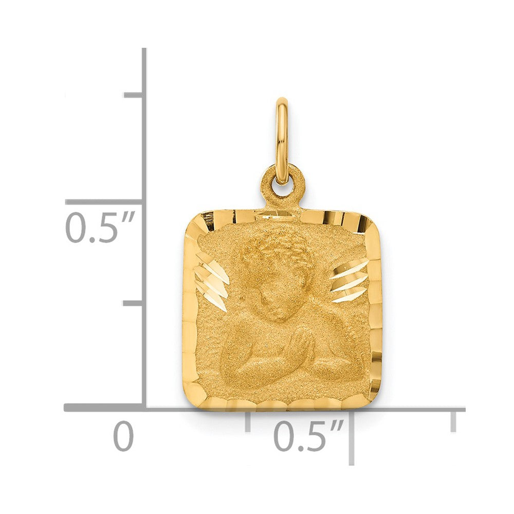 14K Satin and Diamond-Cut Angel Charm
