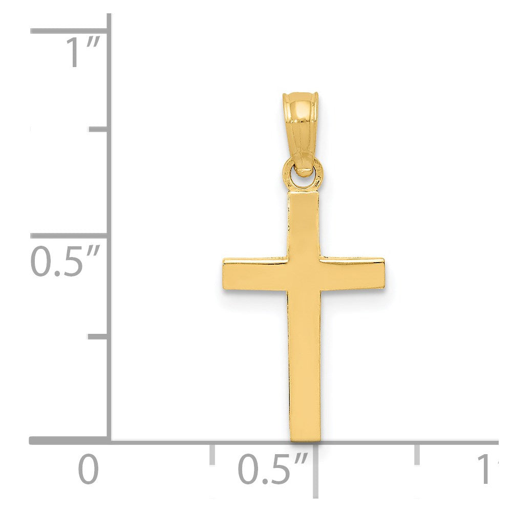 14k Beveled Cross Charm