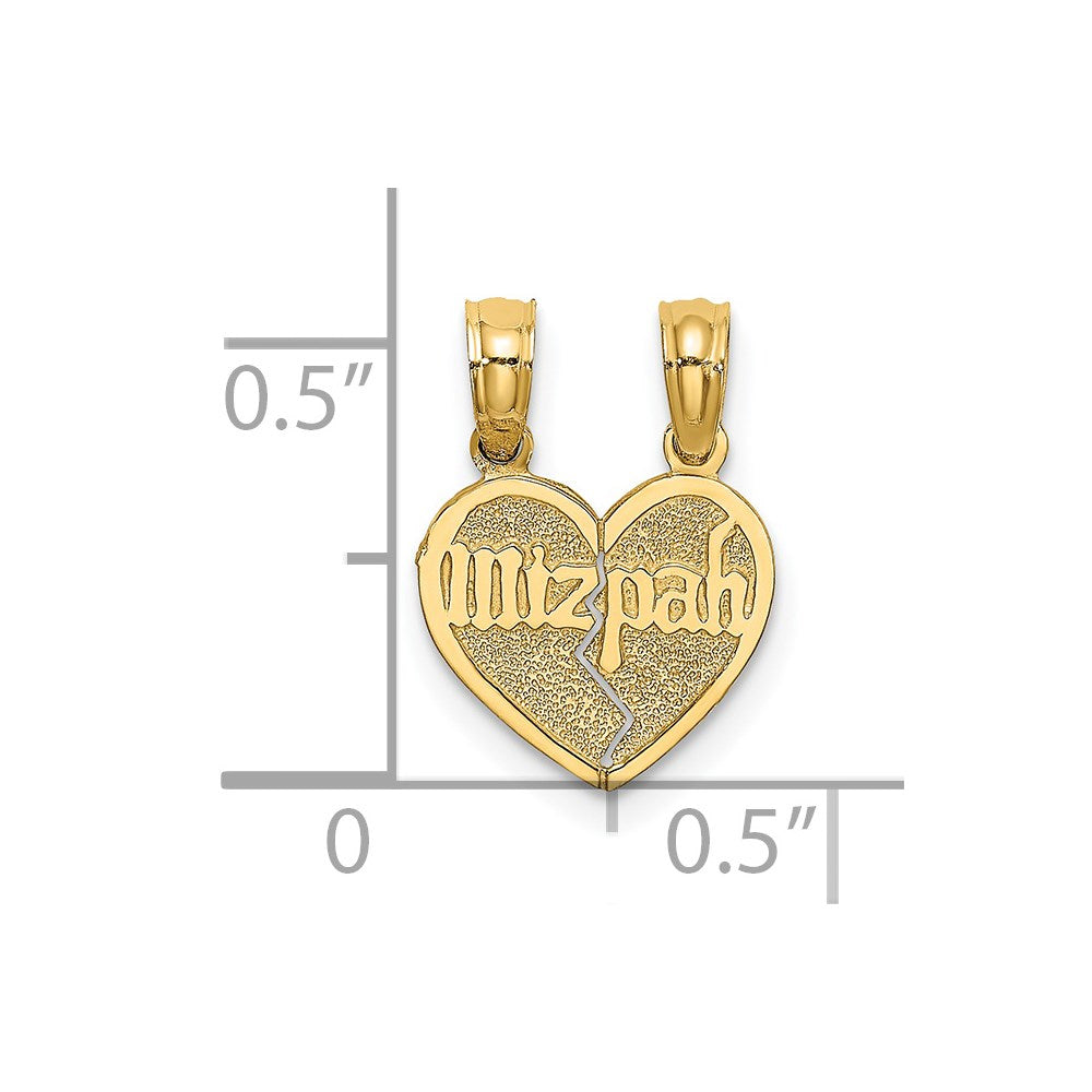 14K Reversible Break apart Mizpah Heart Charm