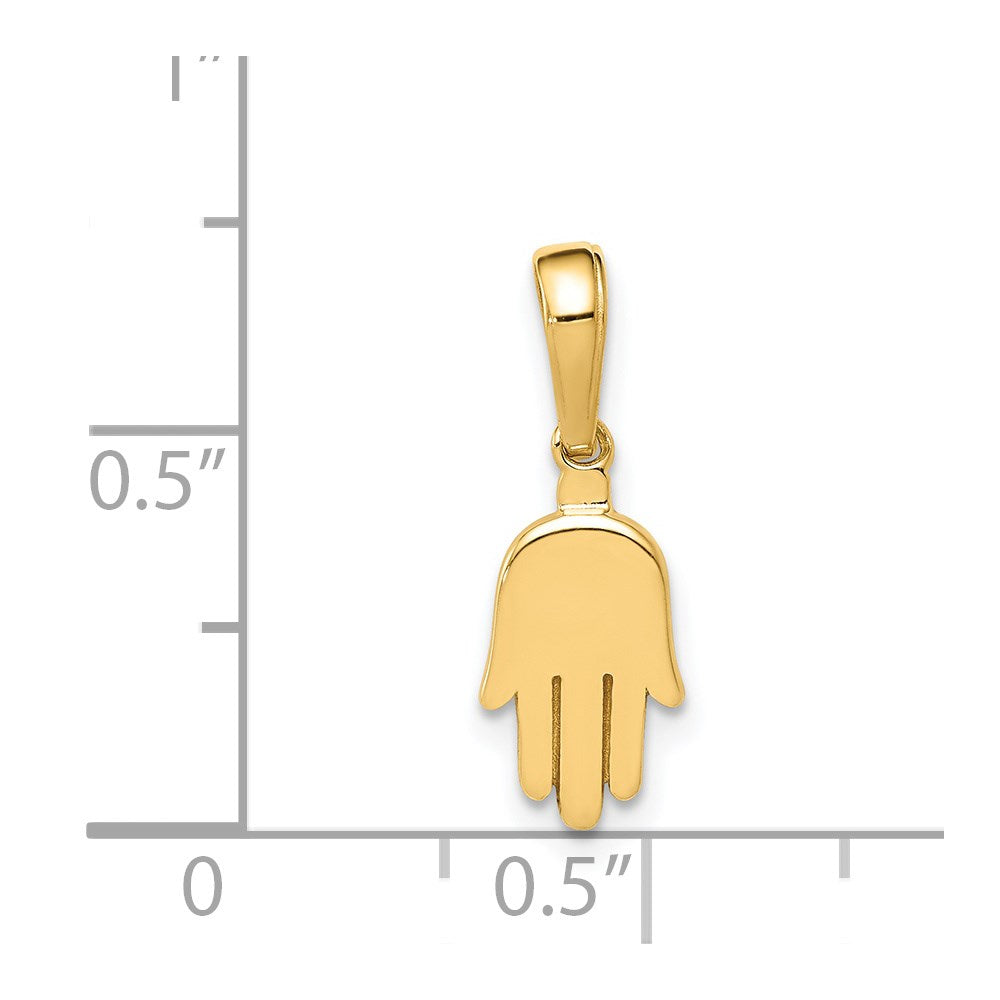 14K Small Solid Hamsa Pendant