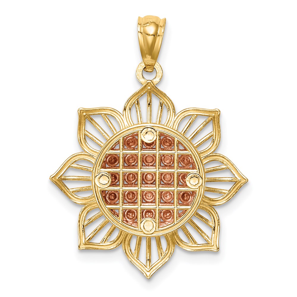 14K Two-Tone D/C Sunflower Pendant