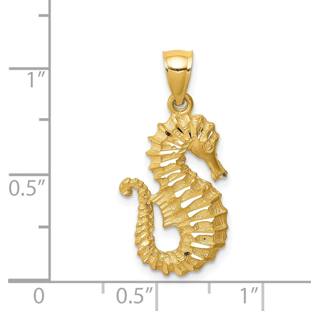 14K Diamond-cut Seahorse Pendant