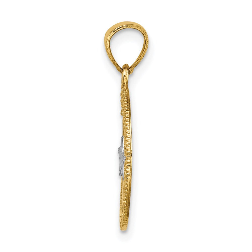 14K w/Rhodium Star & Moon Pendant