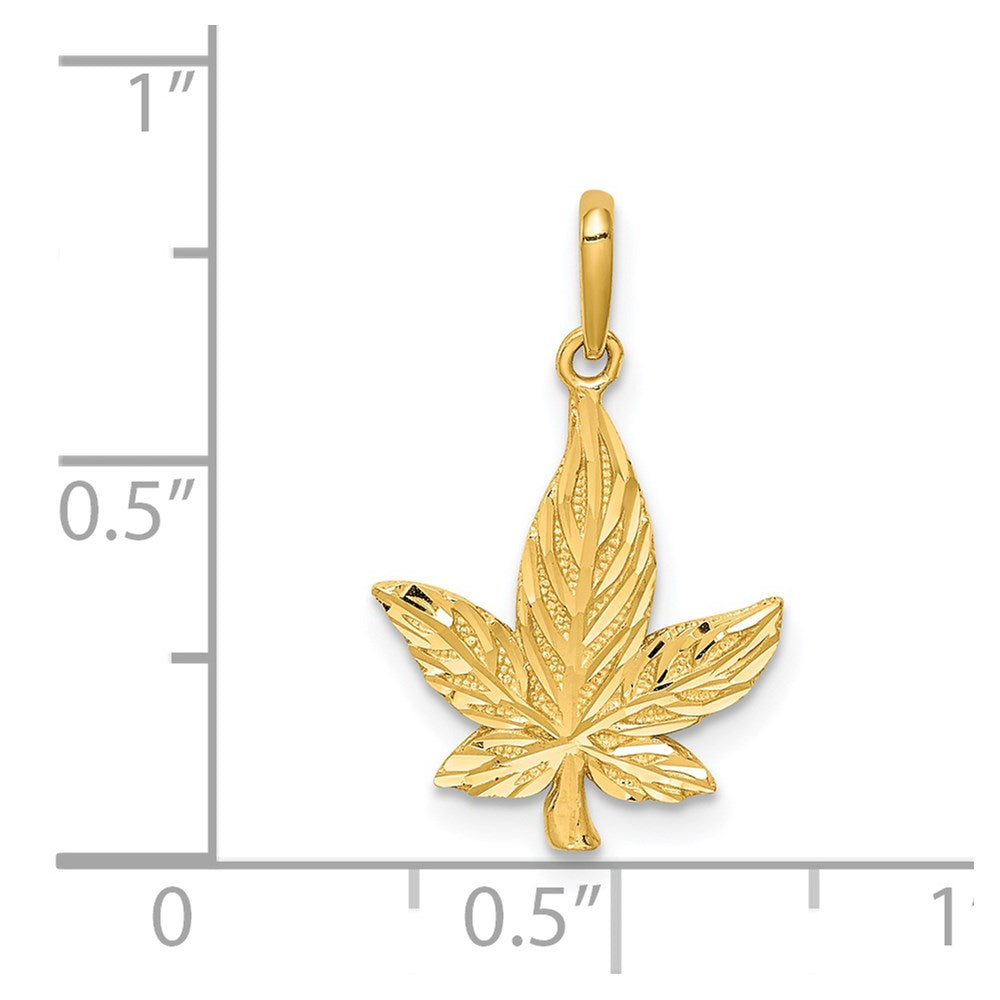 14K Diamond-Cut Leaf Pendant