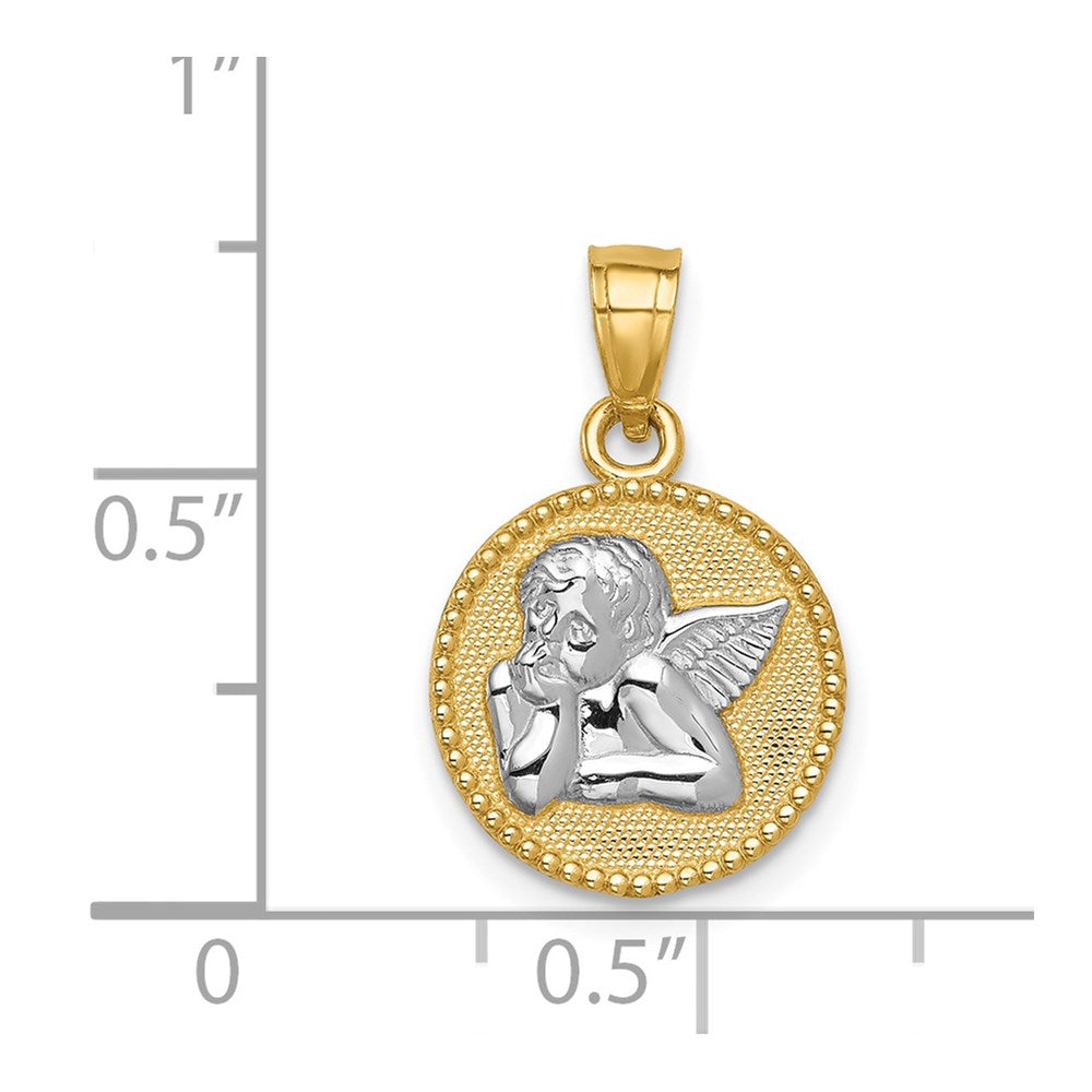 14K w/Rhodium Angel Pendant