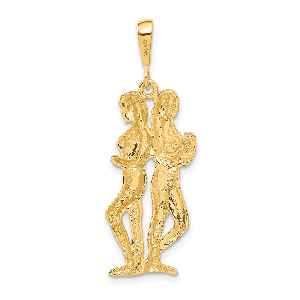 14k Satin Diamond-cut Gemini Zodiac Charm