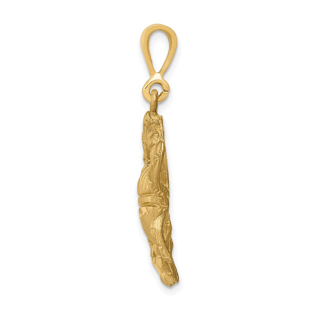 14k Satin Diamond-cut Cancer Zodiac Charm