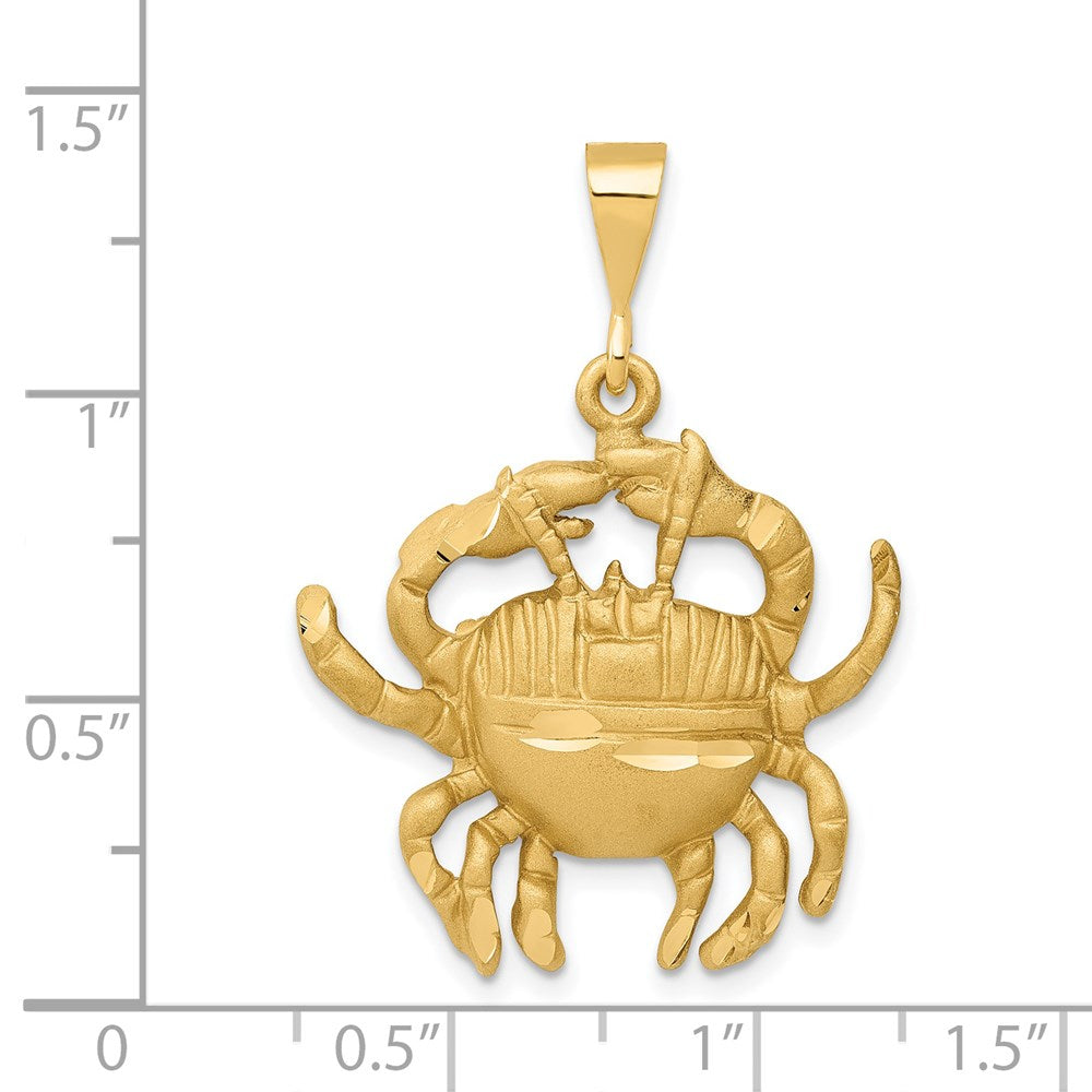 14k Satin Diamond-cut Cancer Zodiac Charm