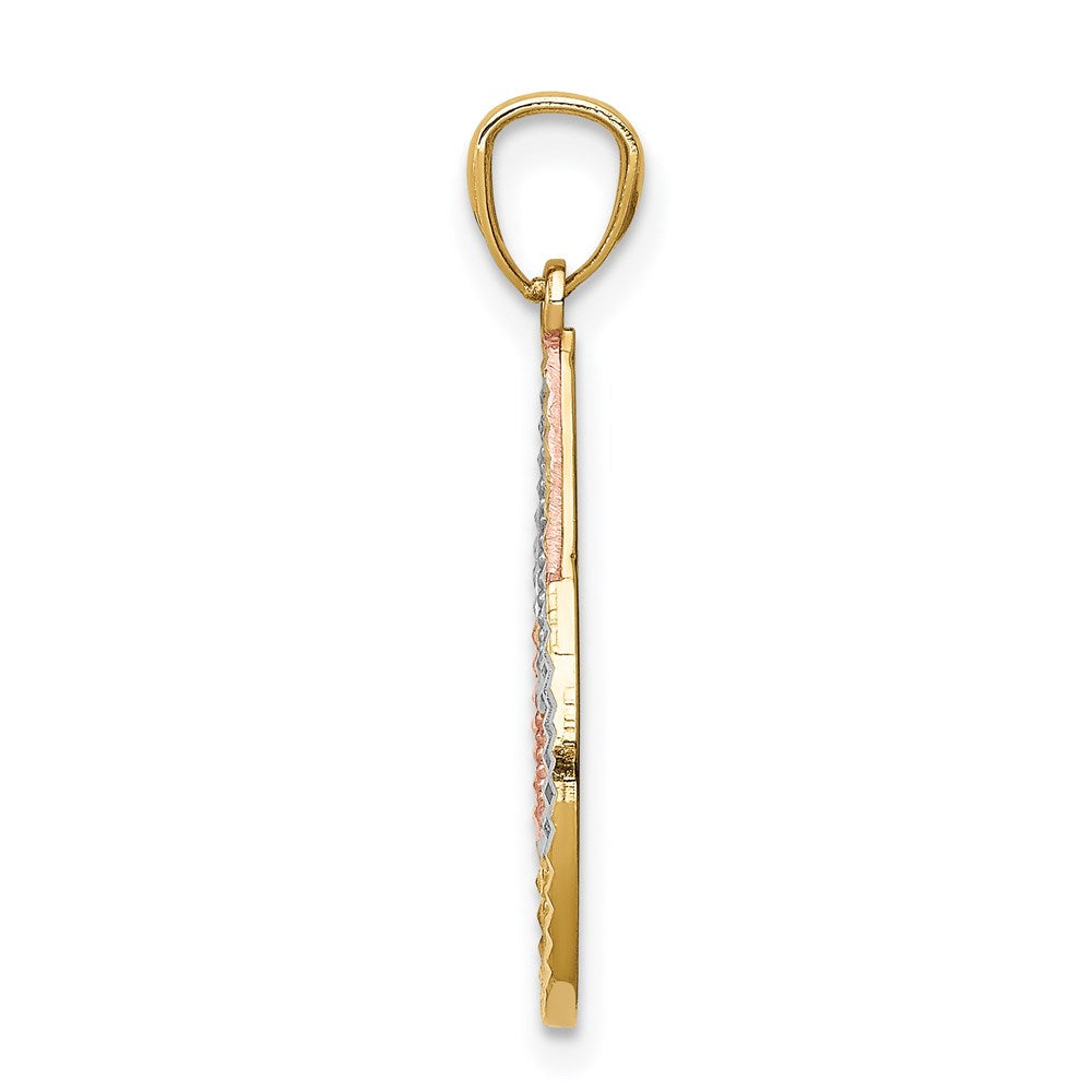 14K Two-tone with White Rhodium D/C Teardrop Pendant