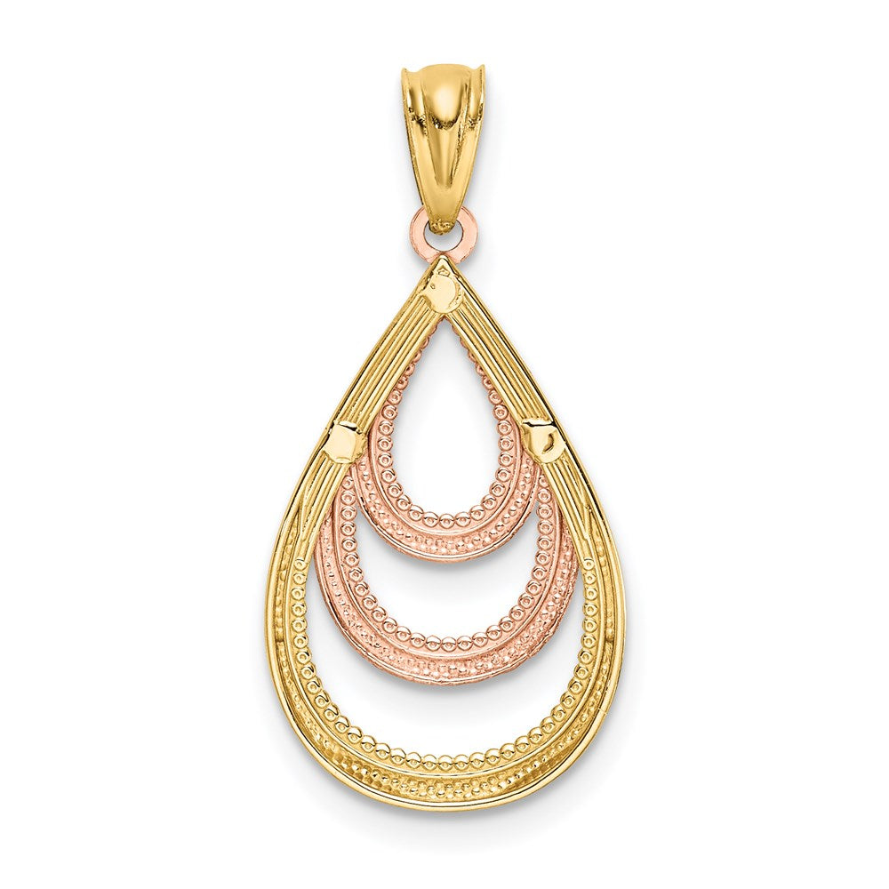 14K Two-tone with White Rhodium D/C Teardrop Pendant