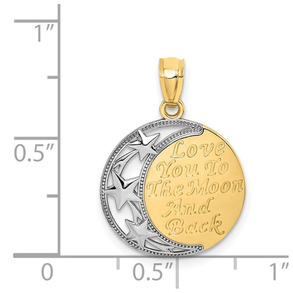 14K w/ Rhodium LOVE YOU TO THE MOON AND BACK Pendant