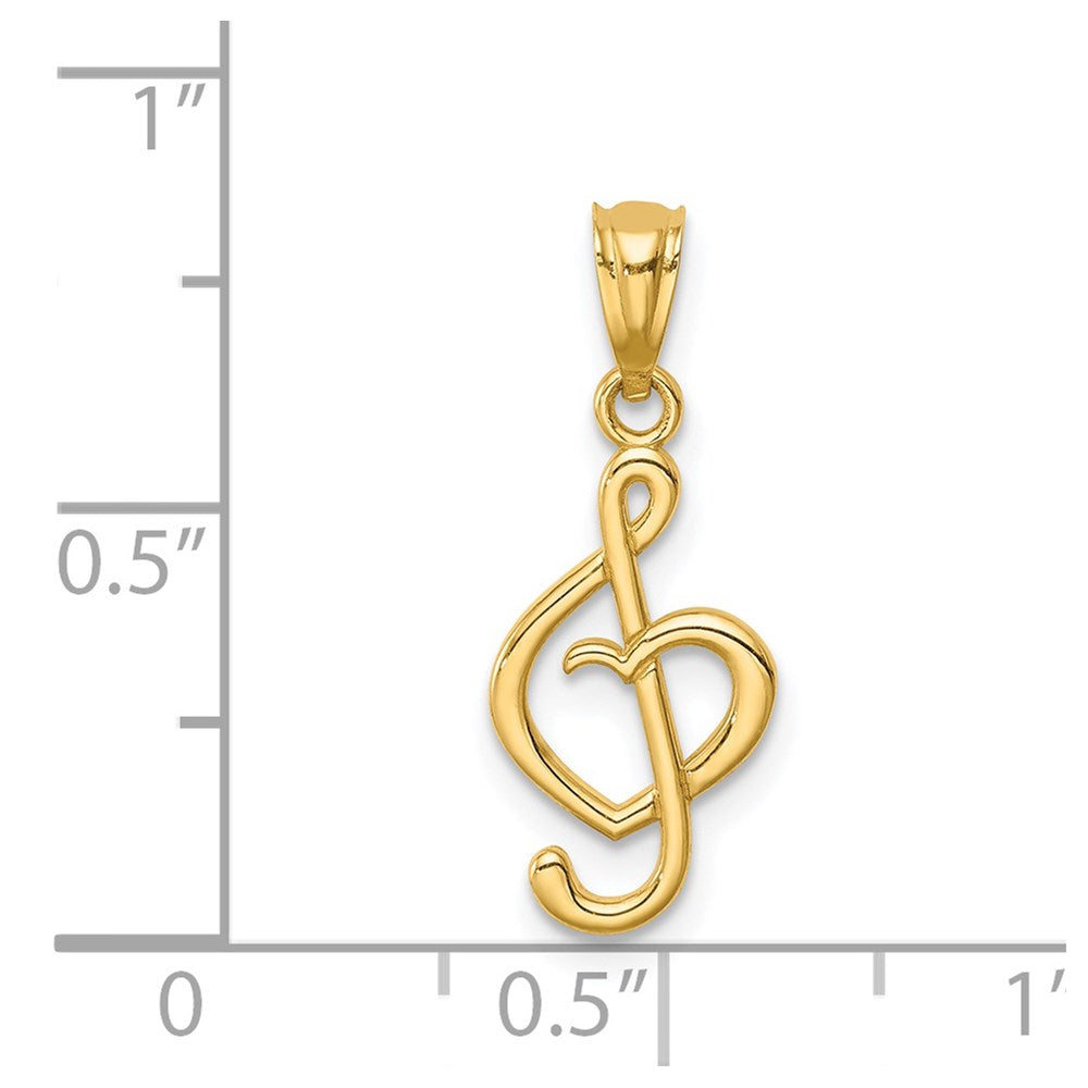 14K Treble Clef With Heart Pendant