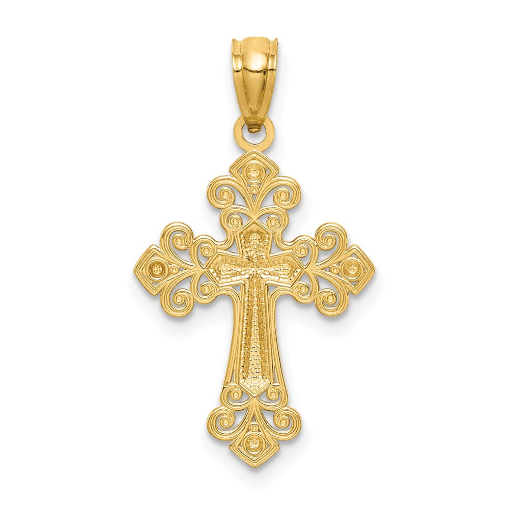 14K w/White Rhodium D/C Cross Pendant