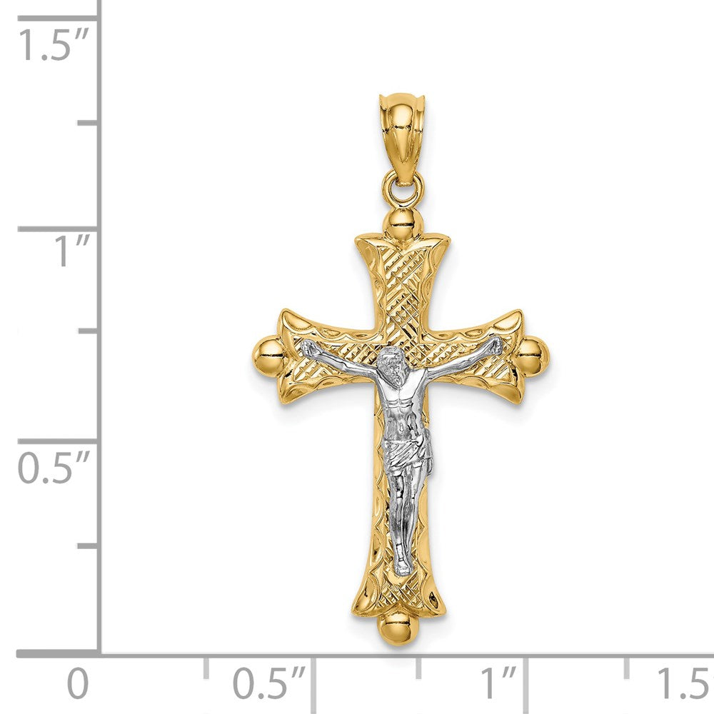 14K Two-Tone Florentine Crucifix