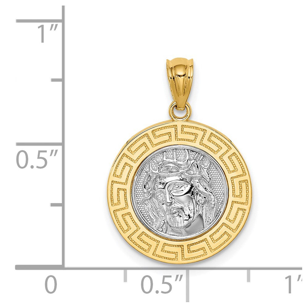 14K w/White Rhodium Jesus Medal
