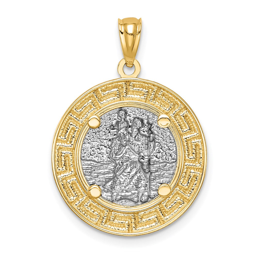 14K w/ Rhodium St. Christopher Medal